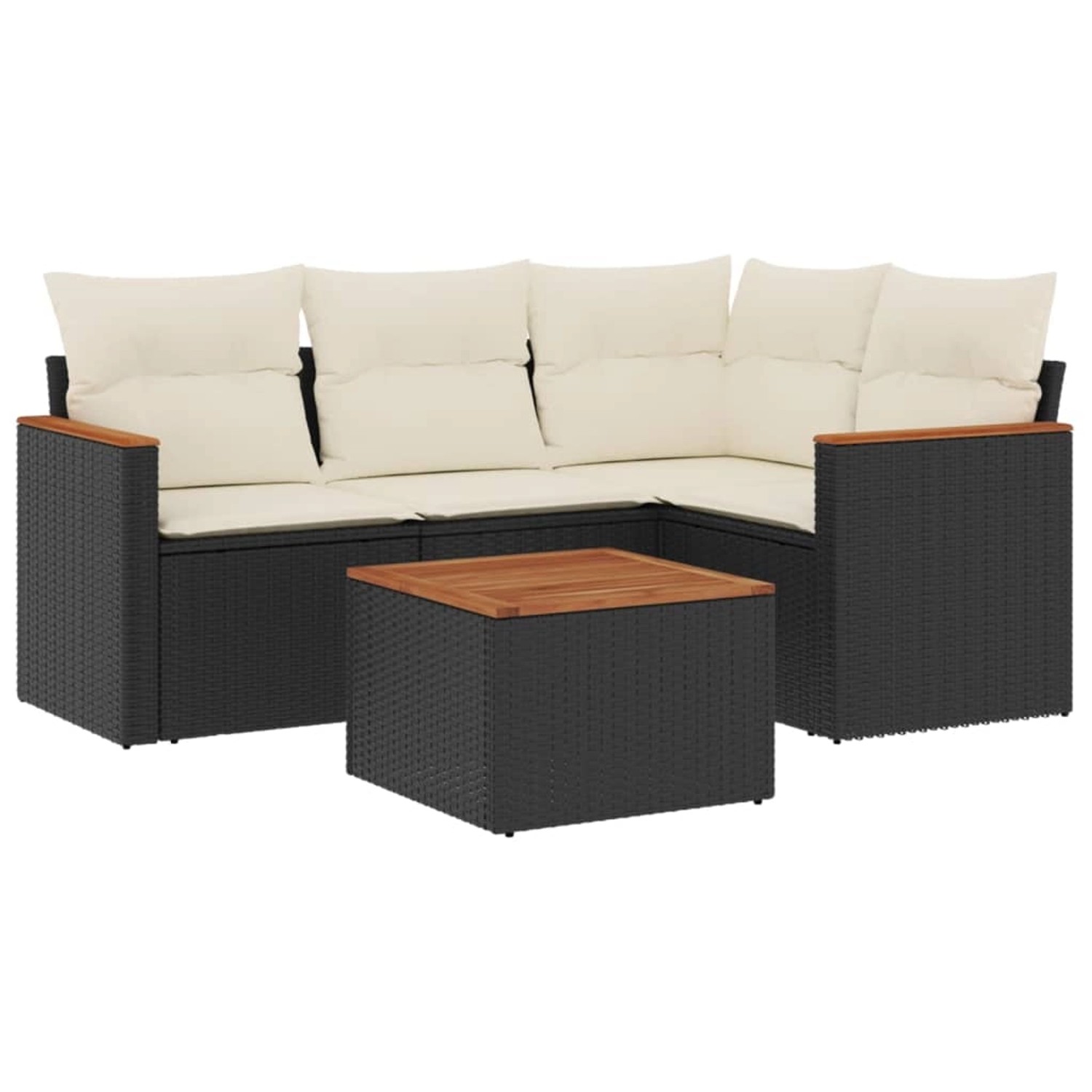 vidaXL 5-Tlg Garten-Sofagarnitur mit Kissen Schwarz Poly Rattan 3225937 günstig online kaufen