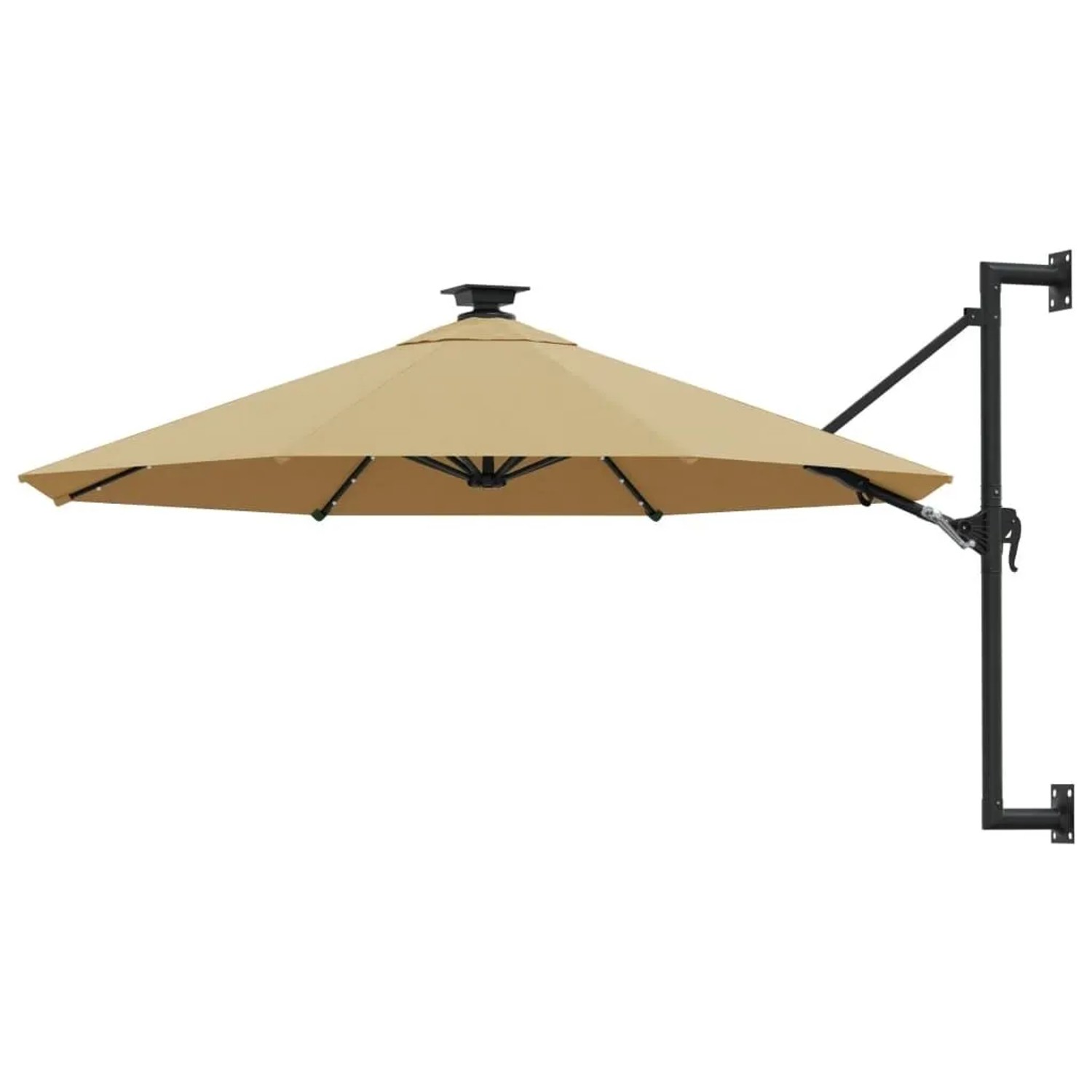 vidaXL Sonnenschirm zur Wandmontage mit LEDs 300 cm Taupe 312525