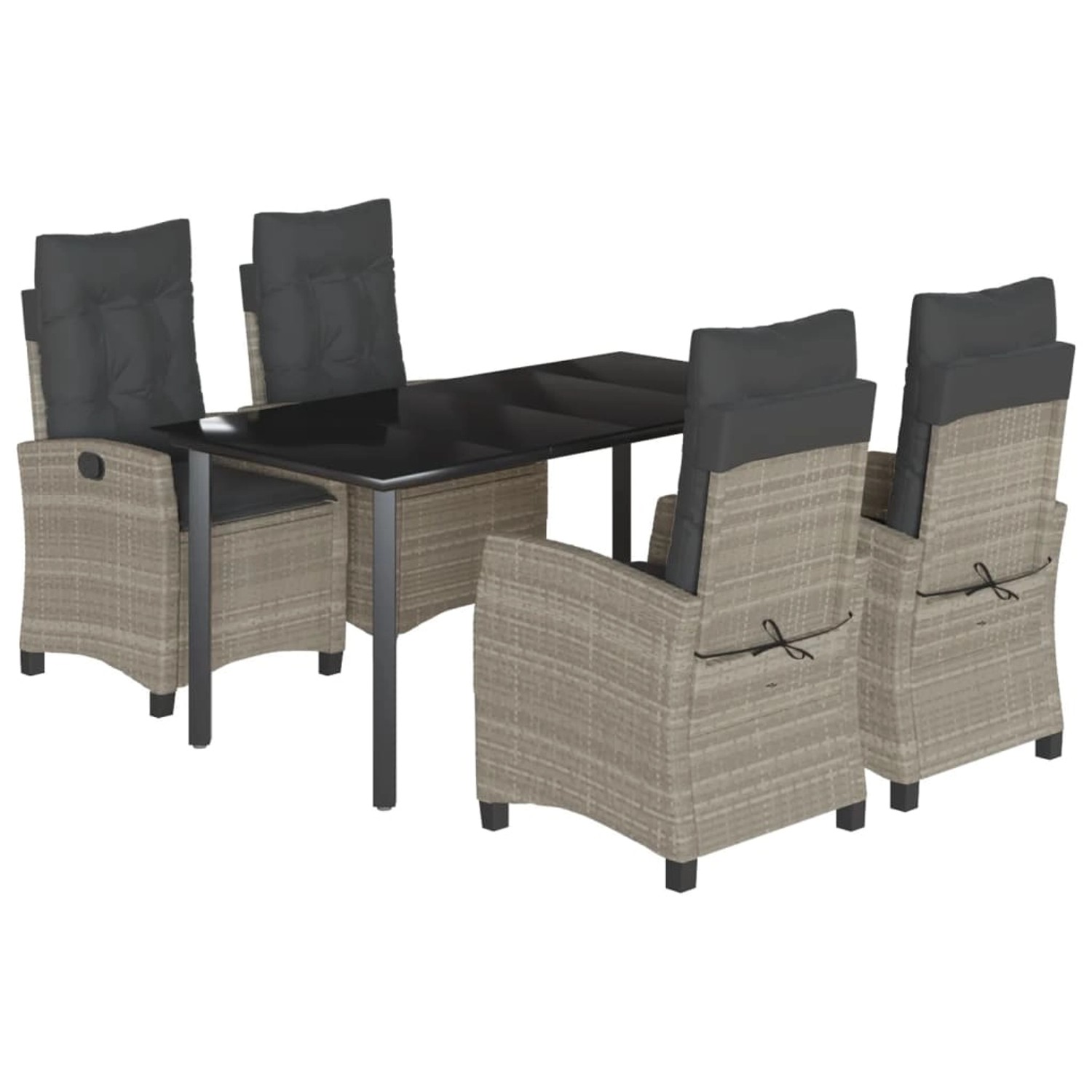 vidaXL 5-Tlg Garten-Essgruppe mit Kissen Hellgrau Poly Rattan 3212856 günstig online kaufen