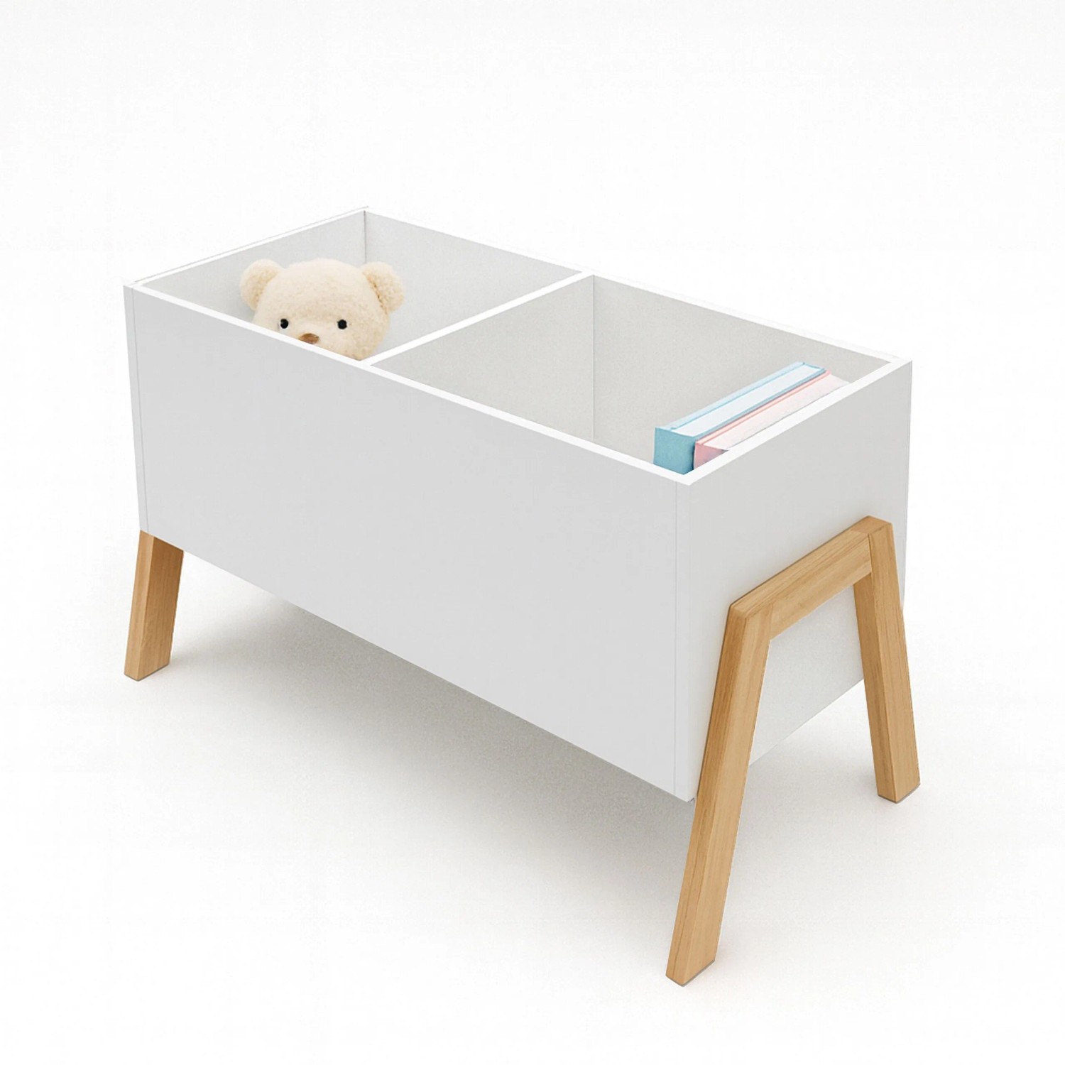 Relaxdays Bücherregal für Kinder Holzwerkstoff Kiefernholz Weiß Natur Offen 40 cm x 66,5 cm x 34,5 cm