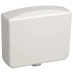 Weißer Vereg Ocean Eco Aufputz-Spülkasten, 34,5x43,5x14 cm, für WC-Montage.