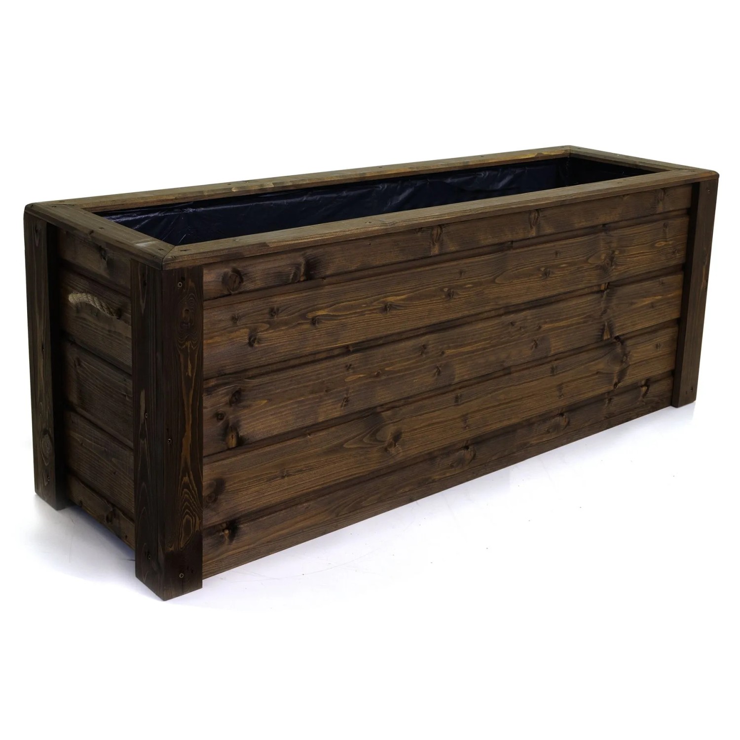 HolzFee Pflanzkasten Flair mit Seilgriffe Skandinavische Fichte Palisander Holz 118 x 40 x 48 cm