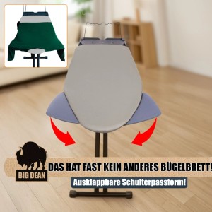 BigDean Bügelbrett XXL 120 x 45 cm Bügelfläche Ausklappbare Schulterpassform