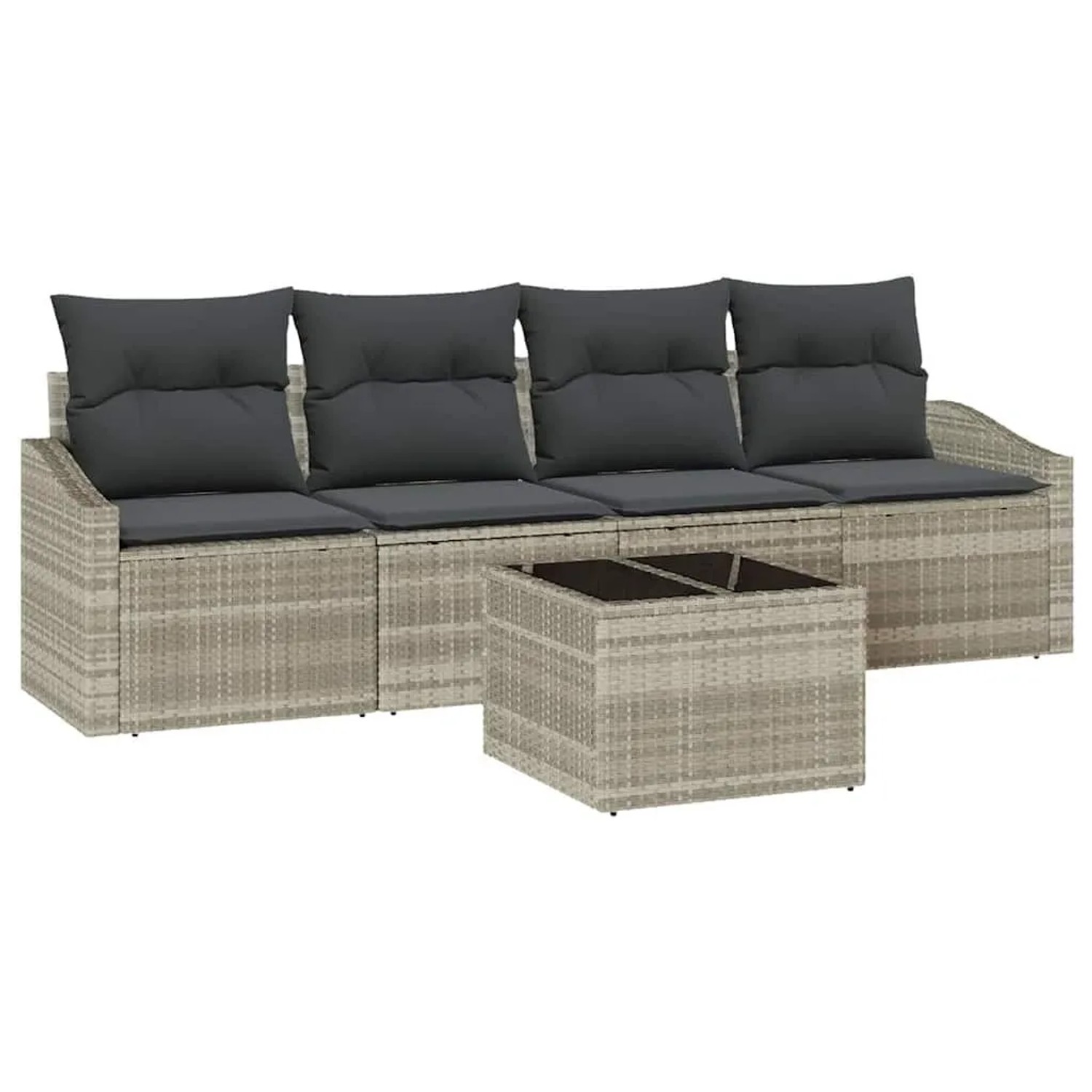 vidaXL Sofa Set mit Kissen 5-Tlg Hellgrau Poly-Rattan 3346592 günstig online kaufen