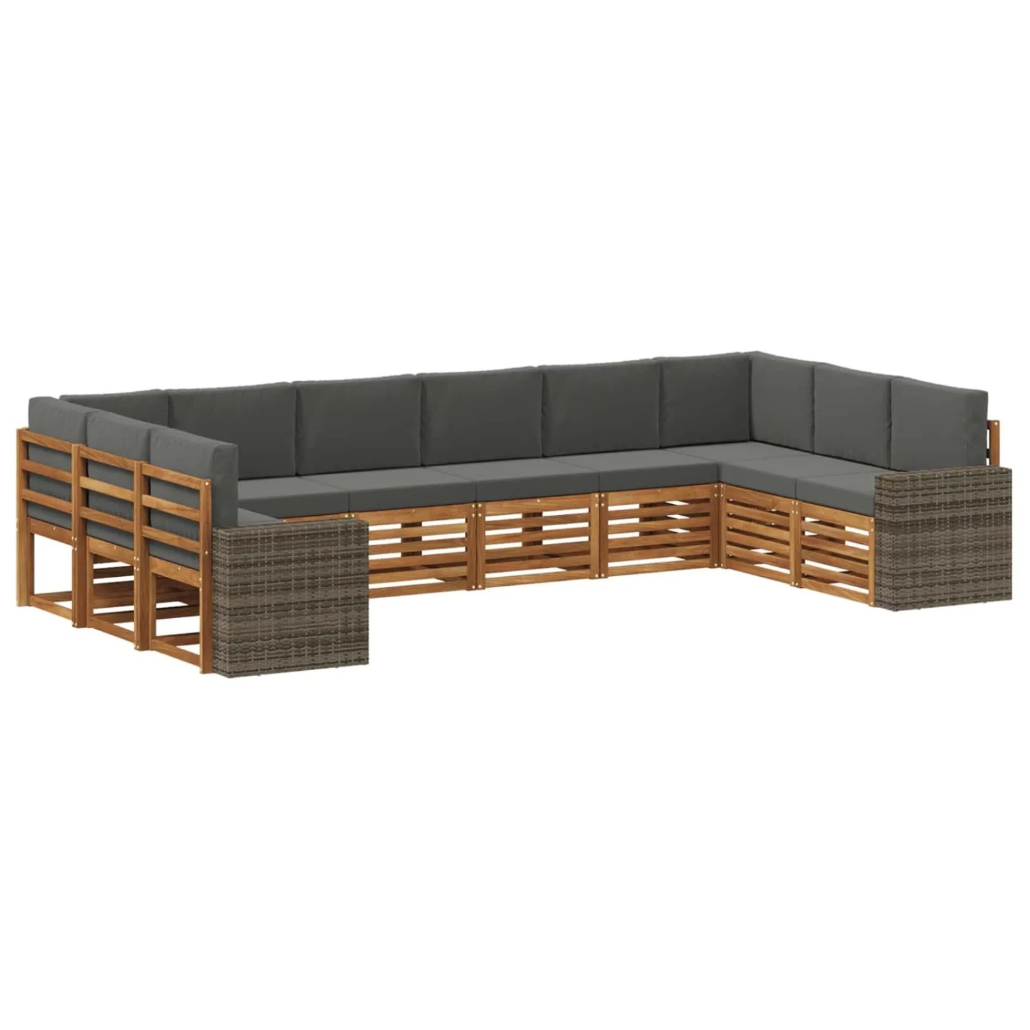 vidaXL Outdoor-Sofagarnitur 10 Stk Natur und Anthrazit Polyester 3384908