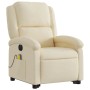 Elektrischer Massagesessel mit Aufstehhilfe, creme Stoff, mit Seitentasche.