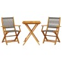 vidaXL Bistro-Set, 3-teilig, grau, Akazienholz. Klappbarer Gartentisch mit zwei Stühlen für Balkon oder Terrasse.