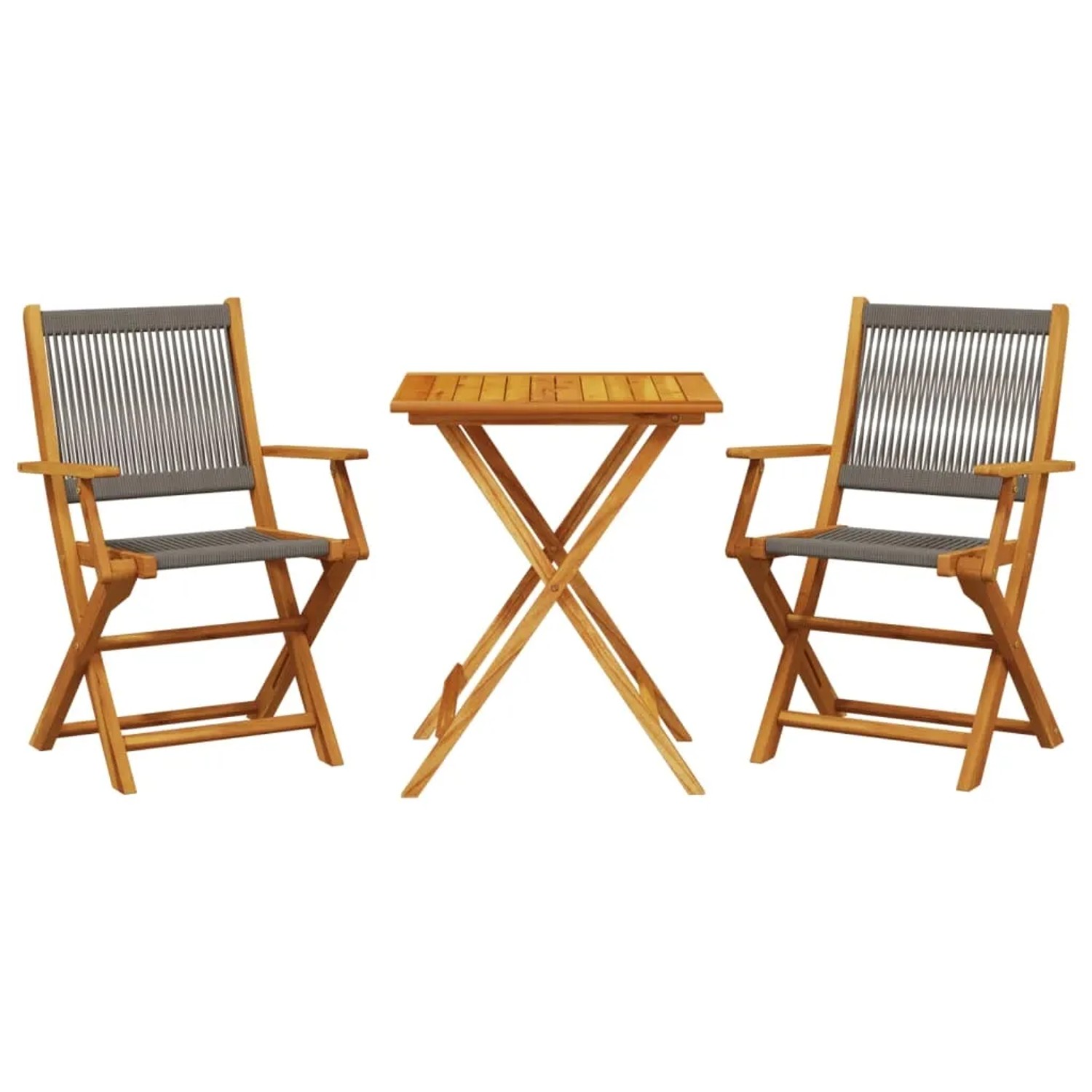 vidaXL 3-tlg Bistro-Set Grau Polypropylen und Massivholz Modell 8 günstig online kaufen