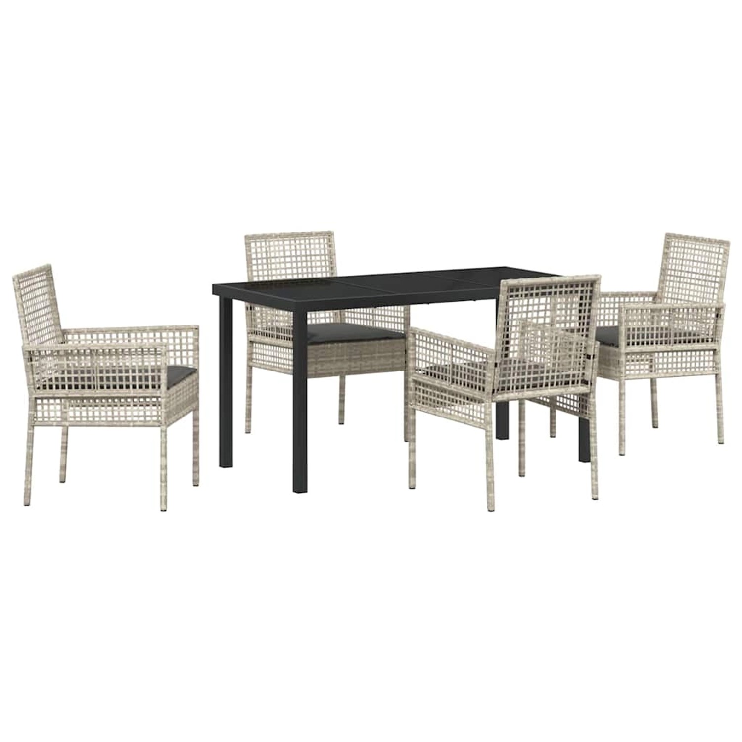 vidaXL 5-Teiliges Garten-Essgruppen-Set mit Kissen Hellgrau Poly Rattan 337 günstig online kaufen