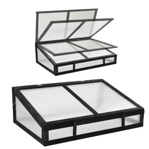 TRUTZHOLM Frühbeetaufsatz aus Holz, 120x80cm, schwarz. Gewächshaus für Hochbeete.