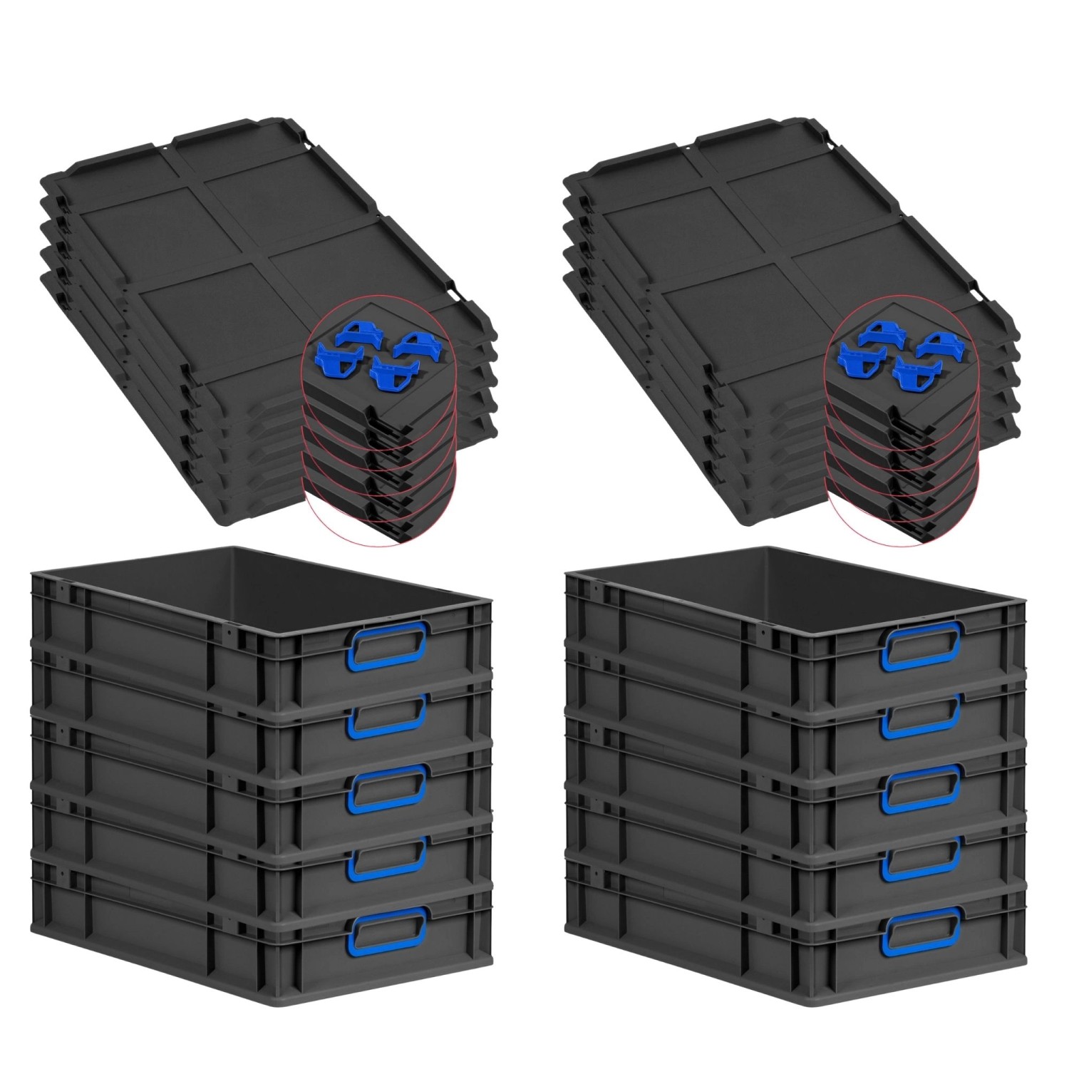 PROREGAL SparSet 10x Eurobox Nextgen Color Mit Auflagedeckel HxBxT 12x40x60 günstig online kaufen