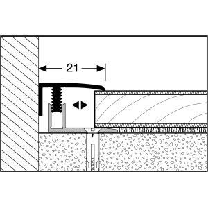 Parkettfreund Endprofil PF 557 Edelstahl, 7-12 mm, 100 cm Länge, Querschnitt.