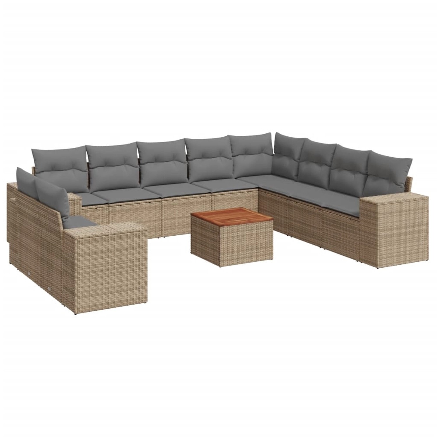 vidaXL 11-Tlg Garten-Sofagarnitur mit Kissen Beige Poly Rattan 3225520 günstig online kaufen