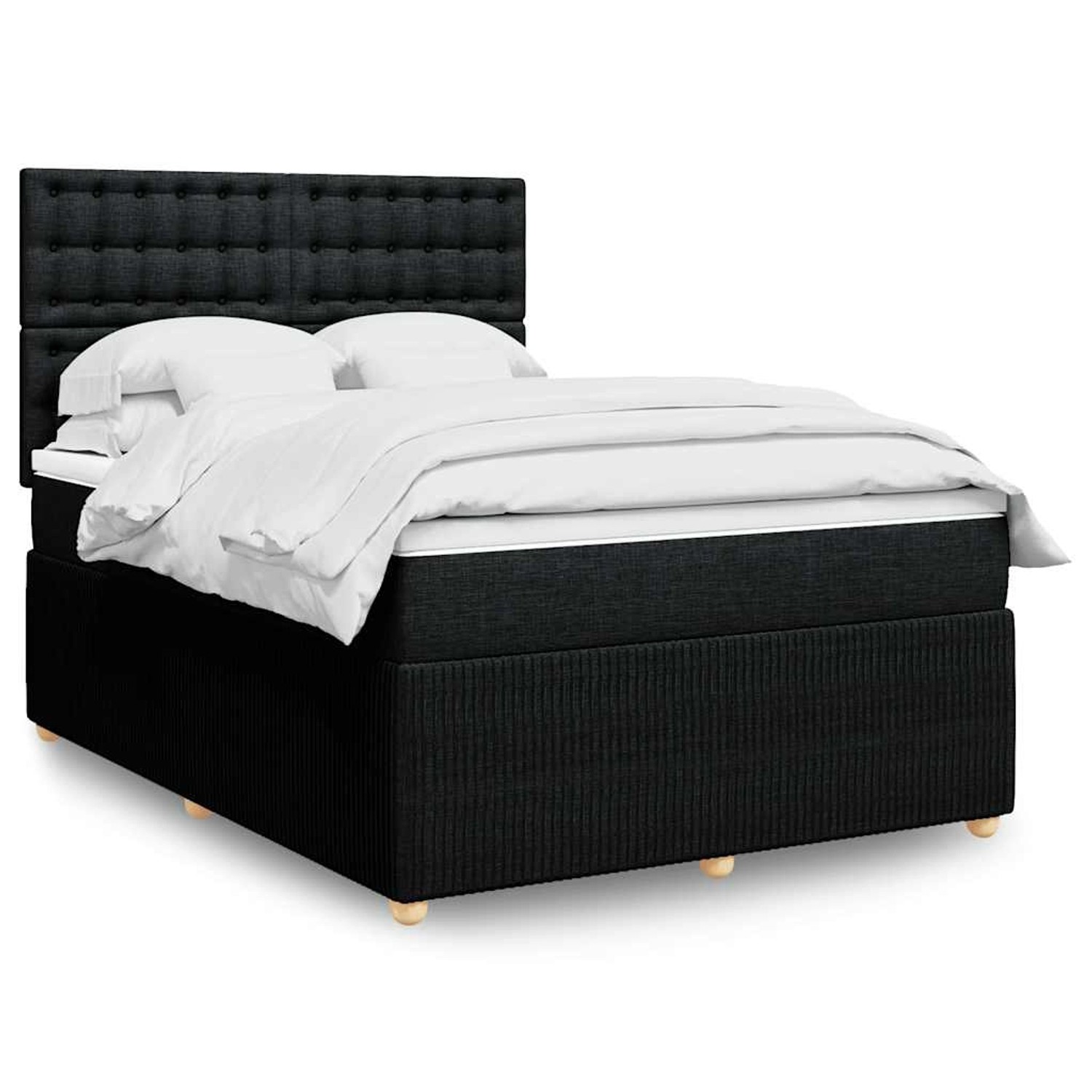 vidaXL Boxspringbett mit Matratze Schwarz 140x190 cm Stoff 3294367 günstig online kaufen