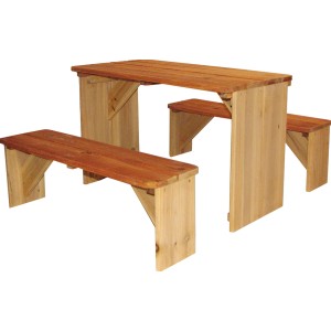 Braunes Picknick-Set ZidZed XL aus Holz mit Tisch und zwei Bänken für den Garten.