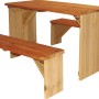 Braunes Picknick-Set ZidZed XL aus Holz mit Tisch und zwei Bänken für den Garten.