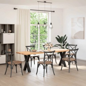 vidaXL Esstisch mit schwarzen X-Form Stahlbeinen (2 Stk, 60x72-73 cm) im Esszimmer.