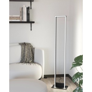 Moderne, dimmbare LED-Stehleuchte Salvilanas-Z von Eglo, 133 cm hoch, schwarz-weiß, für smarte Beleuchtung.