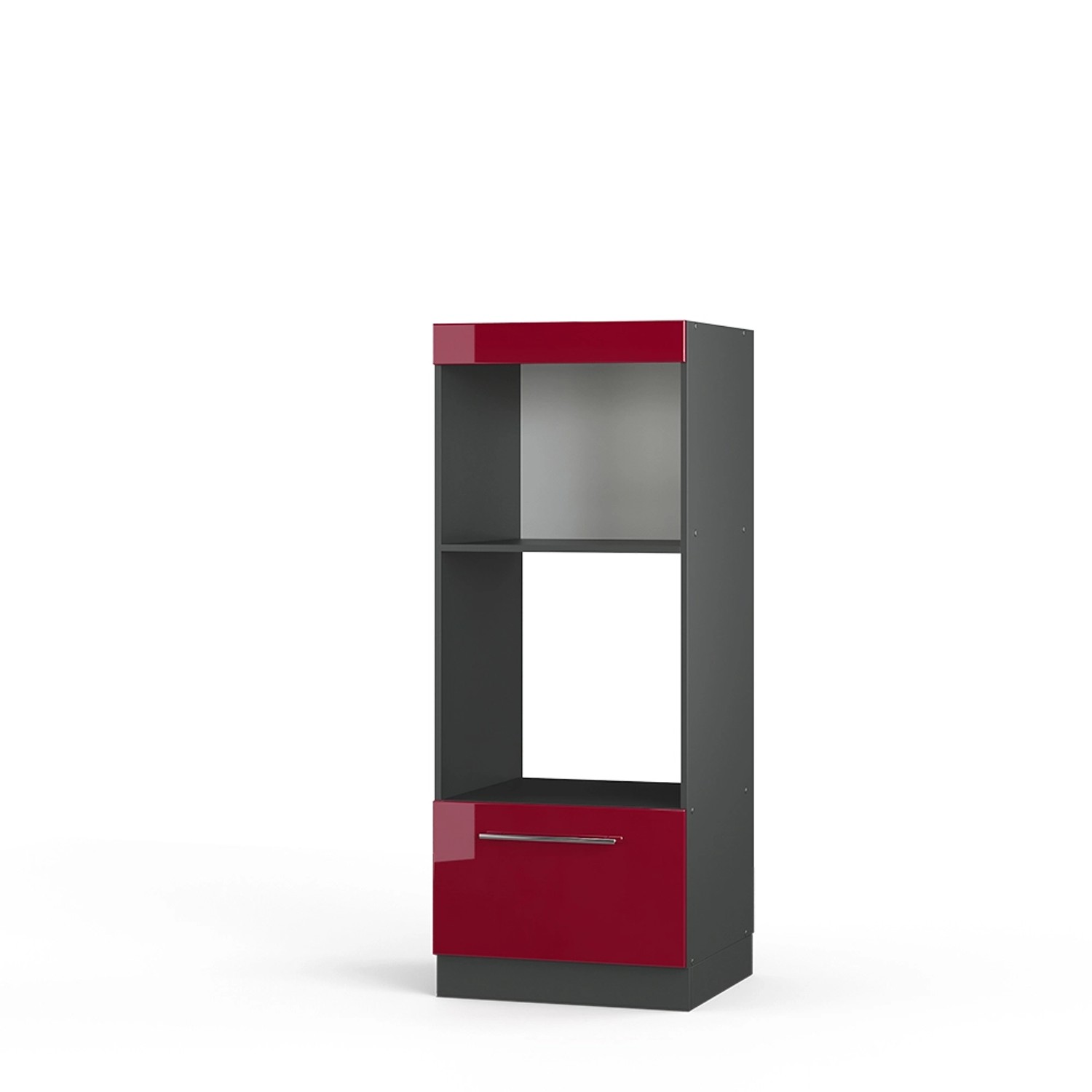 Vicco Mikrowellenschrank Fame-Line Bordeaux Hochglanz/Anthrazit 60 cm Offen günstig online kaufen