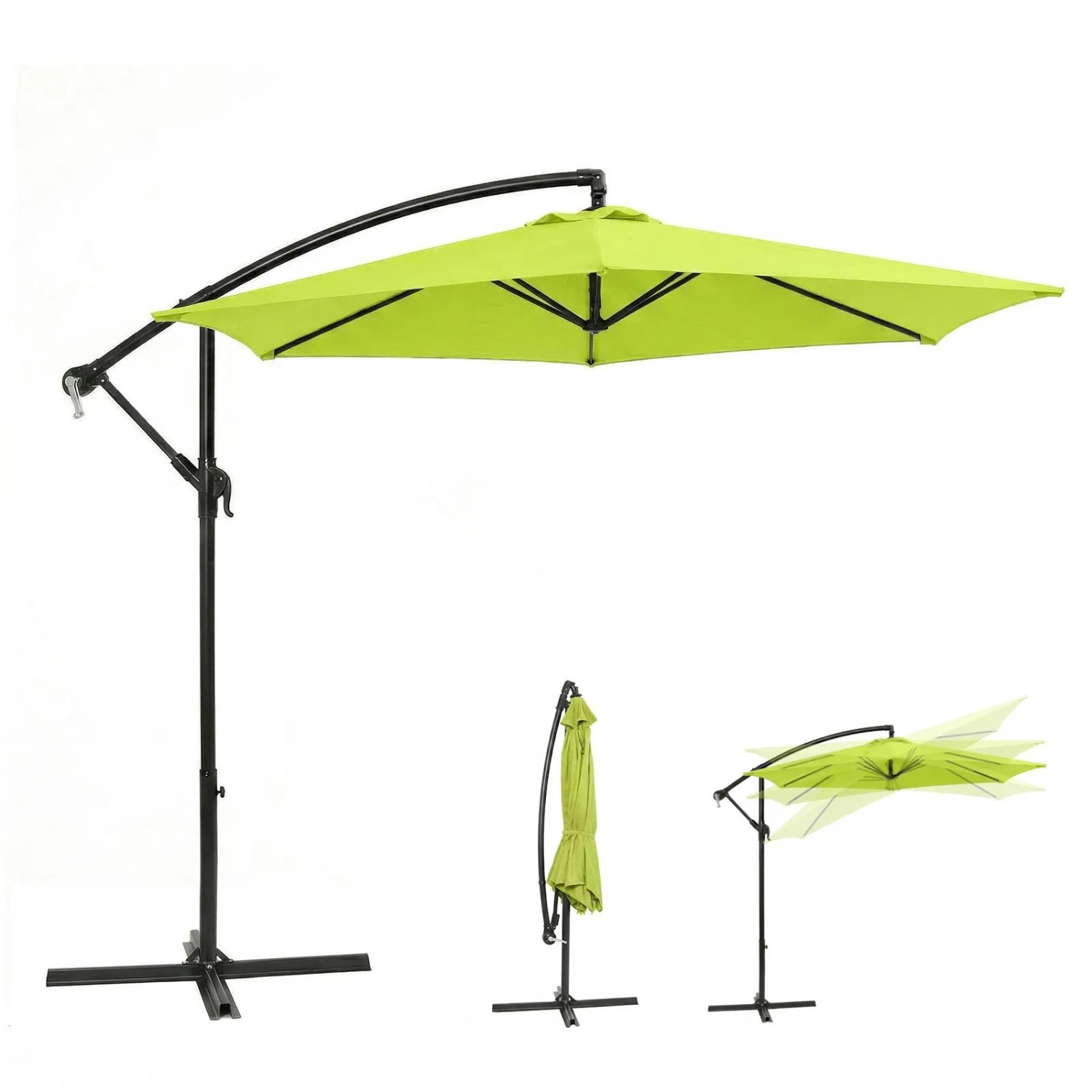 Sekey 300cm Aluminium Ampelschirm Sonnenschirm mit Kurbel Kreuzständer Gartenschirm