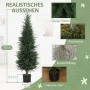 Künstliche Zypresse, 120 cm hoch, mit üppigen grünen Nadeln im schwarzen Topf. UV-beständiger Hausbaum.