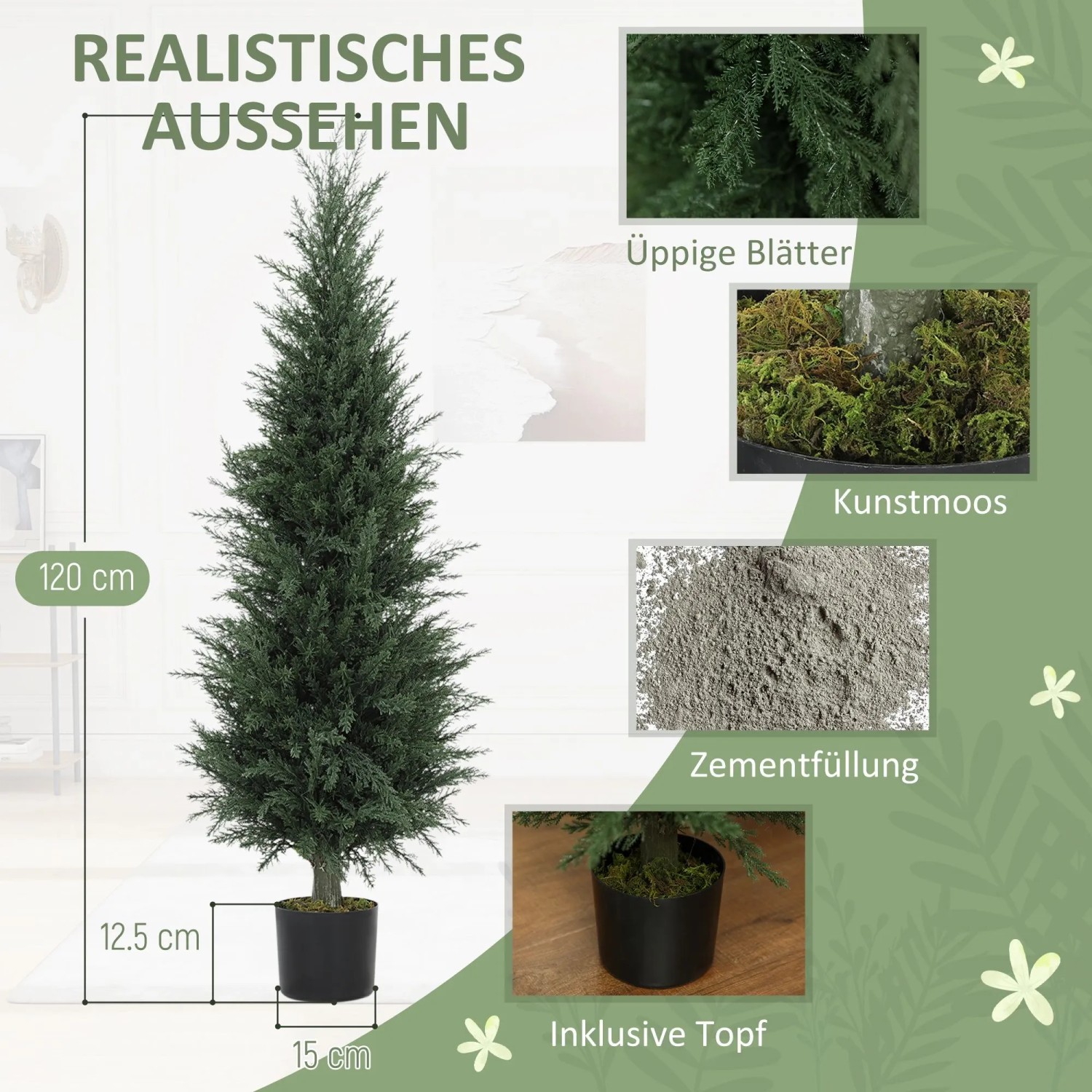 HOMCOM Künstliche Zypresse 120 cm UV-beständig kaufen bei OBI