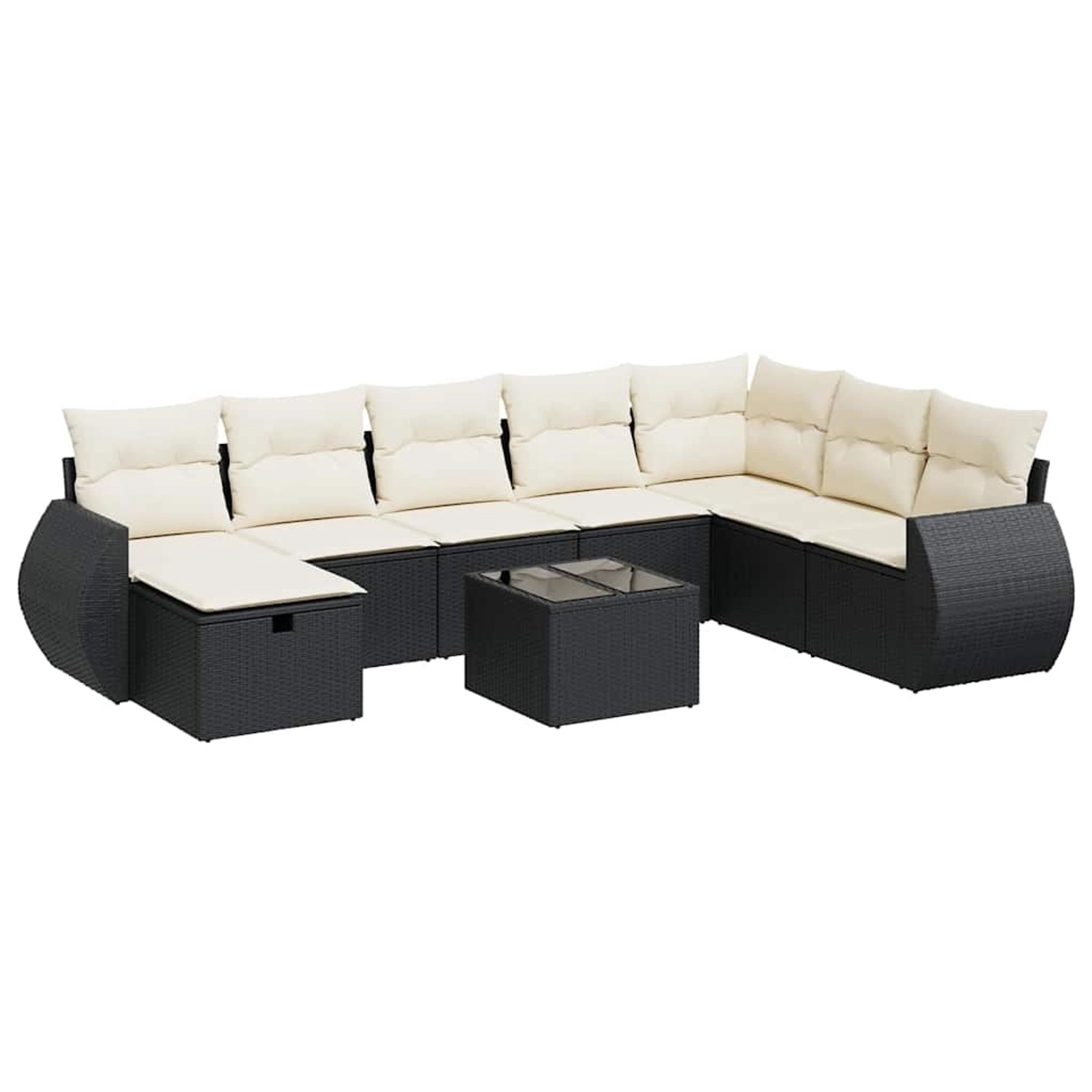 vidaXL 9-Tlg Garten-Sofagarnitur mit Kissen Schwarz Poly Rattan 3325642 günstig online kaufen