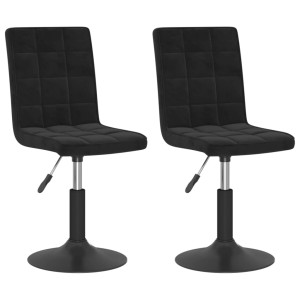 2er Set vidaXL Drehstühle, schwarz, Samt. Esszimmerstühle mit Stahlgestell und Höhenverstellung.