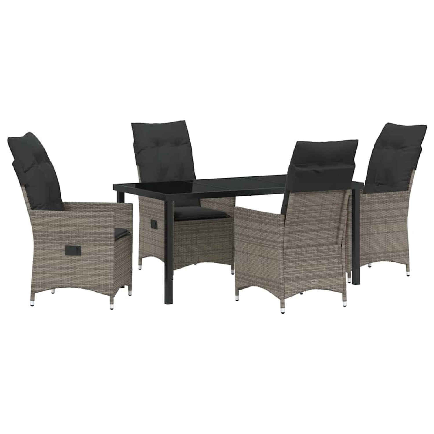 vidaXL Garten Essgruppe mit Kissen 5-Tlg Grau Poly Rattan 3379551 günstig online kaufen
