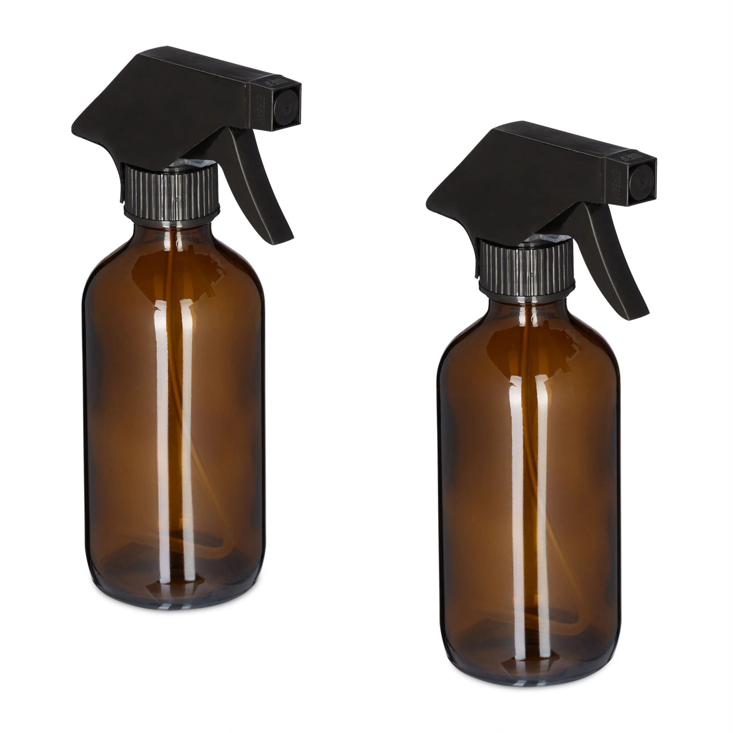 Relaxdays Sprühflaschen 2er Set Glas Kunststoff Braun Schwarz Nachfüllbar Verstellbar 18 cm x 9,5 cm x 6 cm 230 ml 0,18 kg