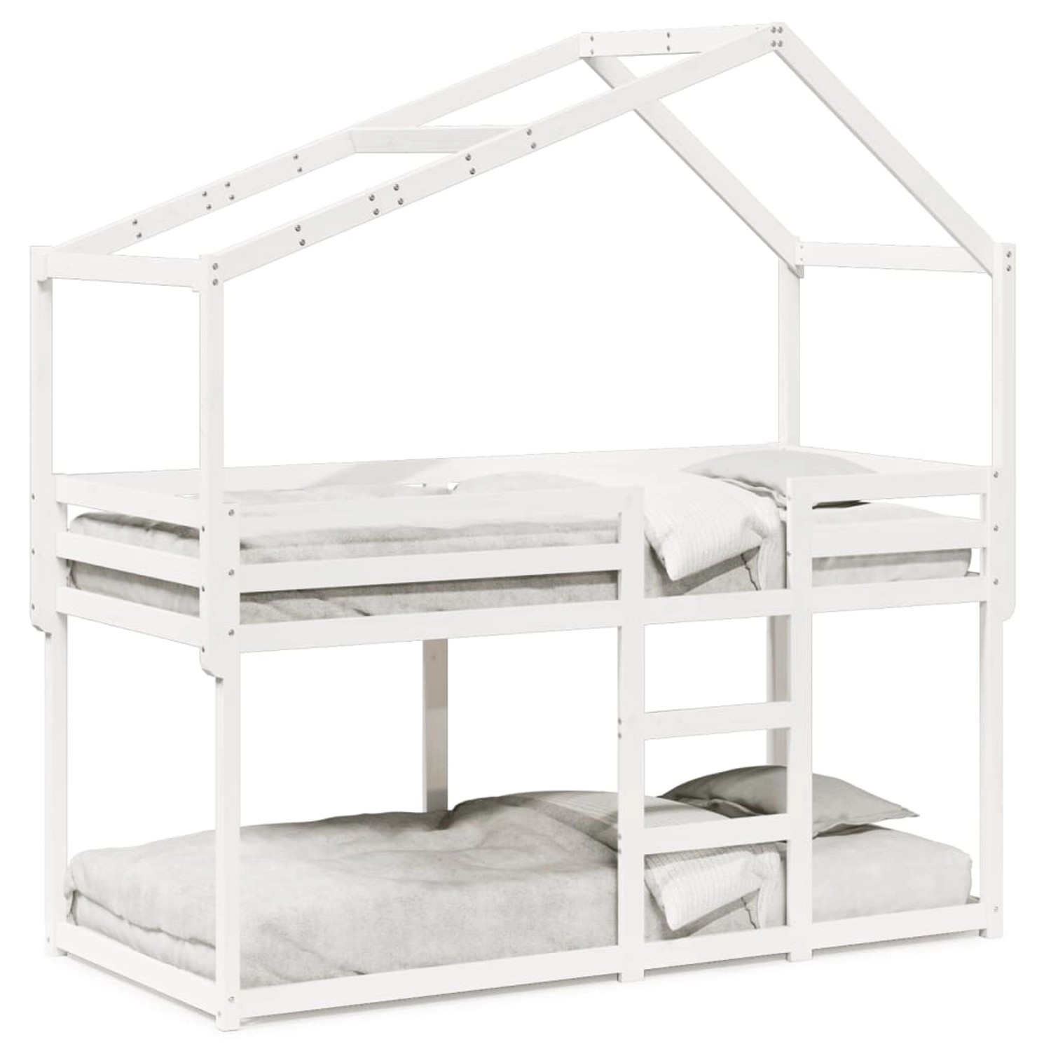 vidaXL Etagenbett mit Dach Weiß 90x200 cm Massivholz Kiefer 3282037 günstig online kaufen