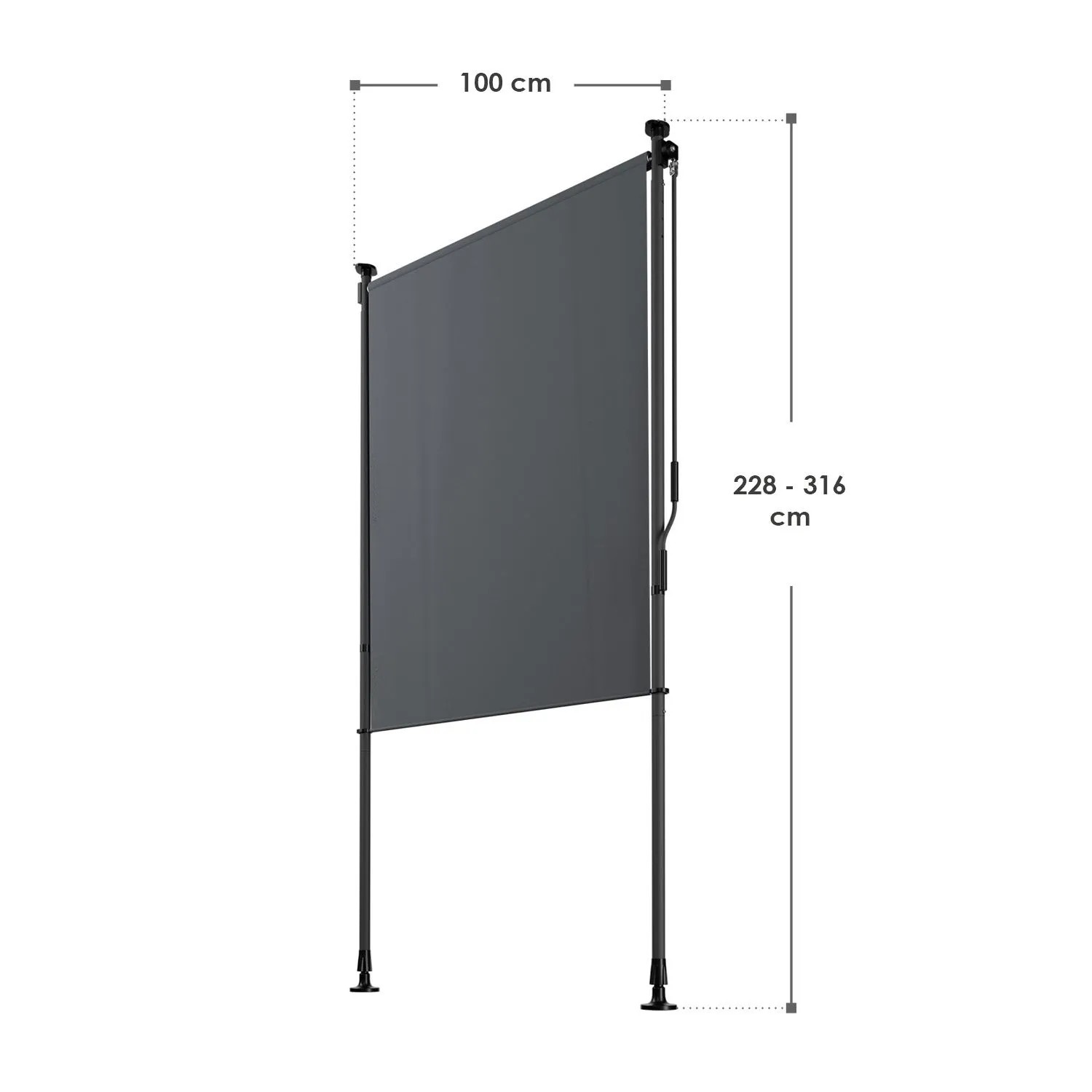 Juskys Senkrechtmarkise Barbados 100x310 cm, grau. Klemmmarkise für Balkon und Terrasse.