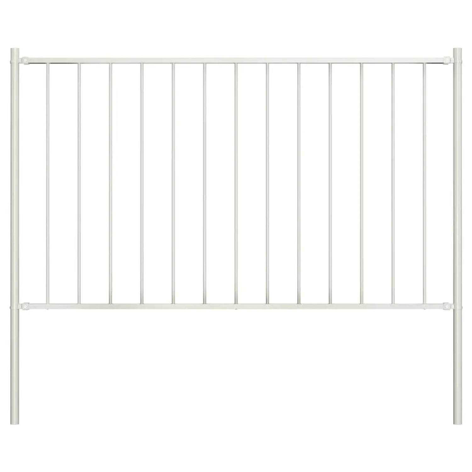 vidaXL Zaunelement mit Pfosten Pulverbeschichteter Stahl 1,81x0,75 m Weiß 1 günstig online kaufen
