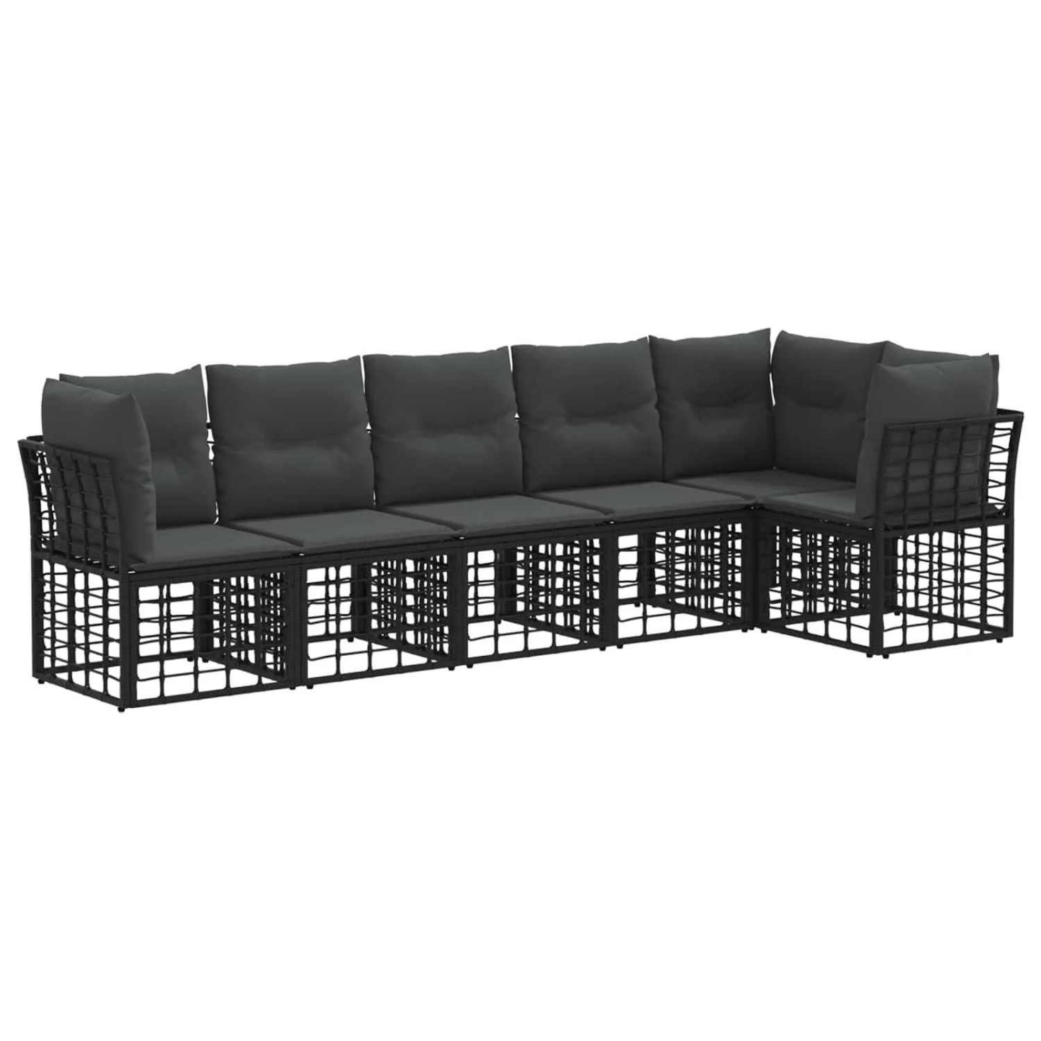 vidaXL Gartensofa-set 6 Stk Schwarz Poly-Rattan 3437471