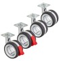 SOTECH Möbelrollen Set, 4 Stück, Ø75mm, Chrom/Schwarz, 2x mit Bremse. Rollen für Möbel und mehr.