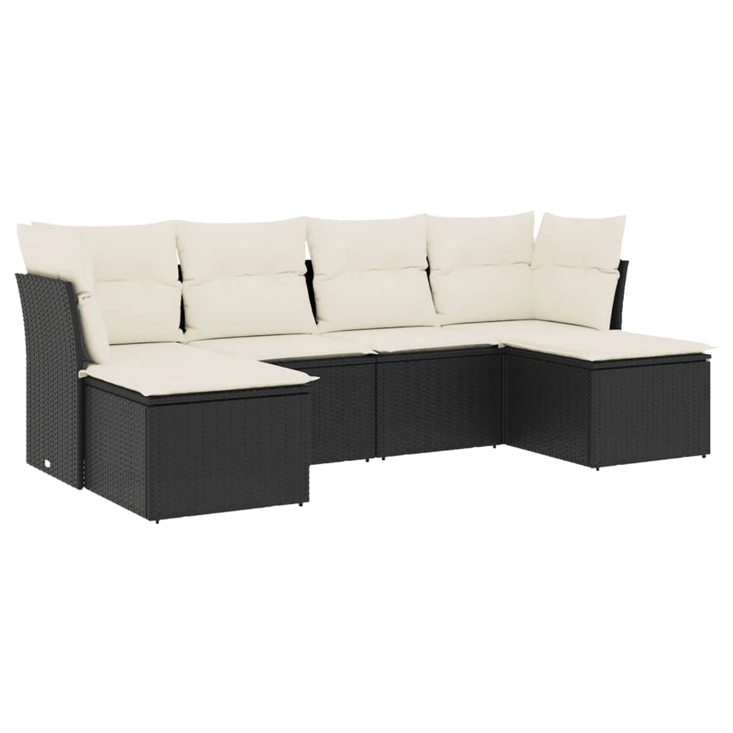 vidaXL 6-Tlg Garten-Sofagarnitur mit Kissen Schwarz Poly Rattan 3249845 günstig online kaufen
