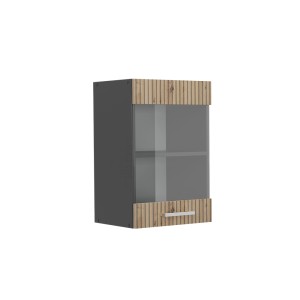Vicco Küchen Glashängeschrank R-Line in Artisan Eiche/Anthrazit, 40 cm breit.