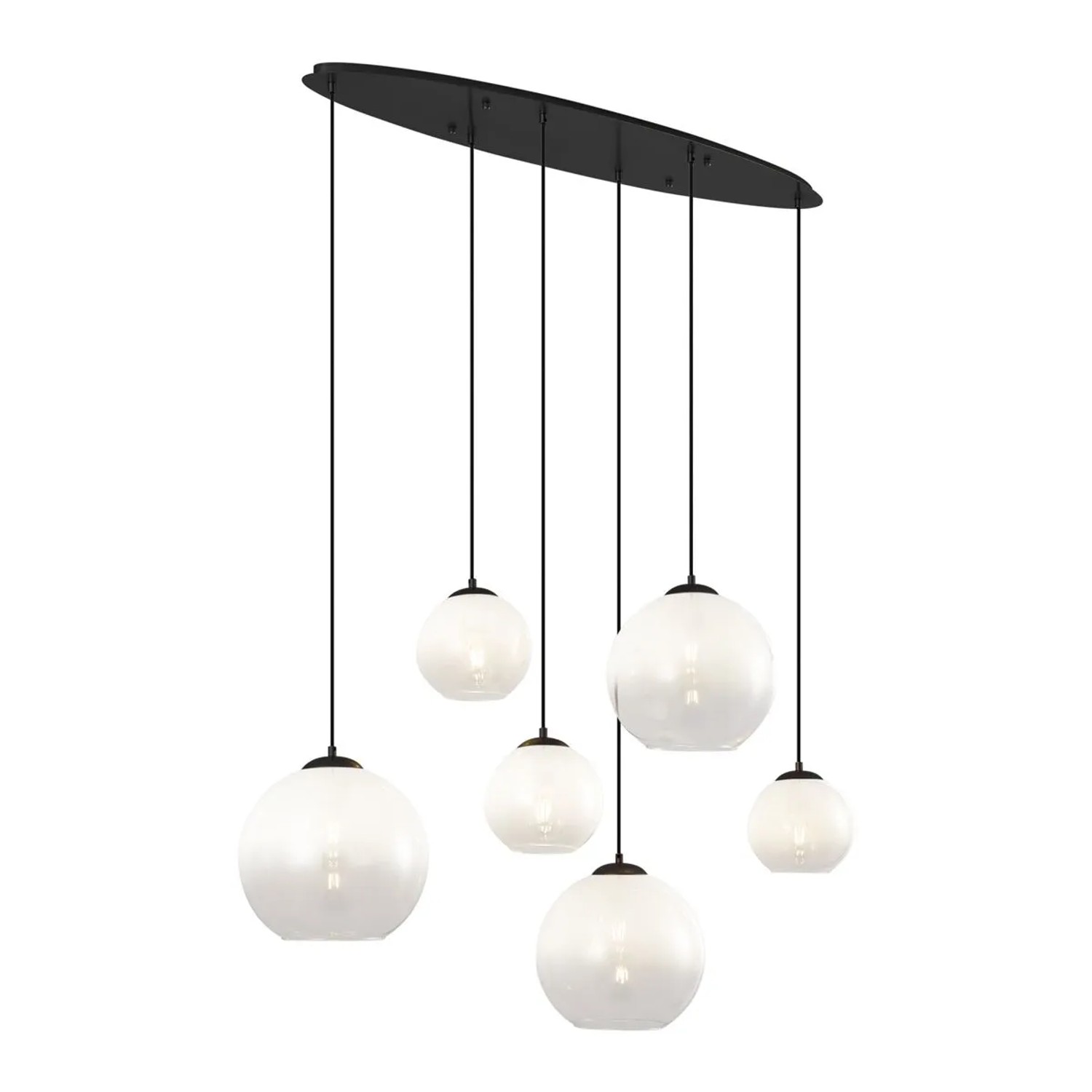 QAZQA Moderne Hängelampe Schwarz mit Weißem Glas Rechteckig 6 Flammig Misty