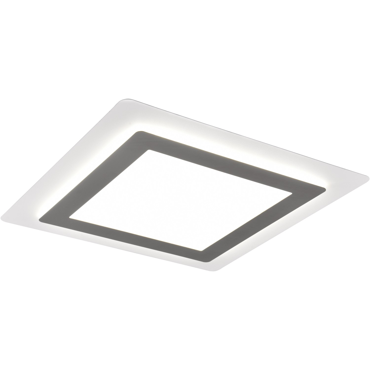 Moderne, eckige Trio LED Deckenleuchte Morgan in Nickel matt, 45x45 cm.