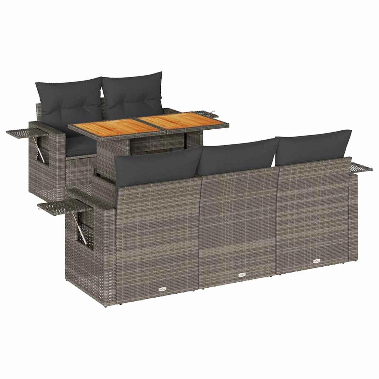 vidaXL 6-Tlg Garten-Sofagarnitur mit Kissen Grau Poly Rattan 3327105 günstig online kaufen