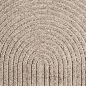 Beiger Ayyildiz Kurzflorteppich (Ø 80 cm) mit skandinavischem 3D-Reliefmuster.