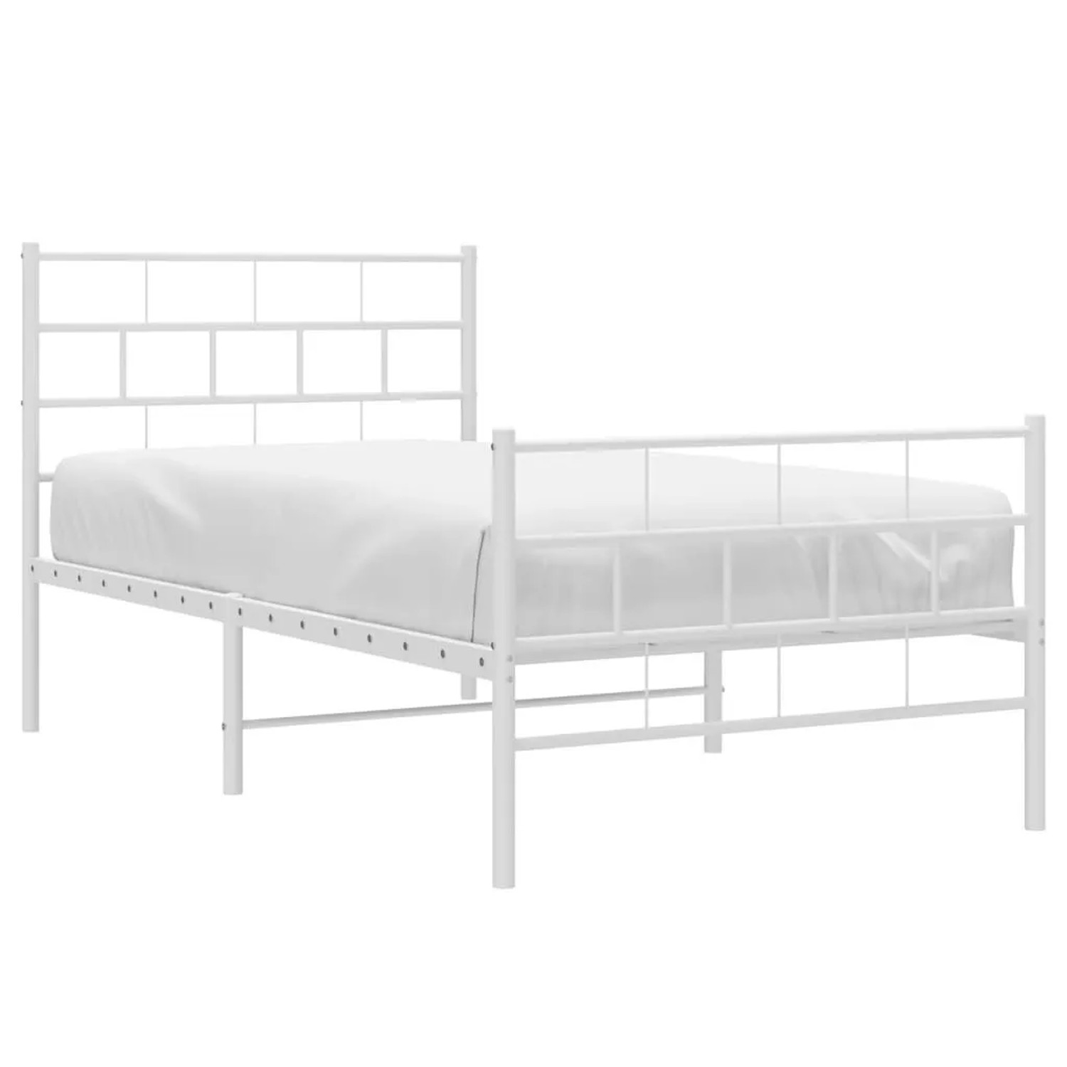 vidaXL Bettgestell mit Kopfteil und Fußteil Metall Weiß 90x200 cm 355719 günstig online kaufen