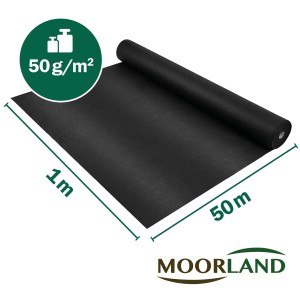Moorland Gardur Unkrautvlies, 100x5000cm, schwarz, Rolle. Unkrautvernichter für Garten und Beet.