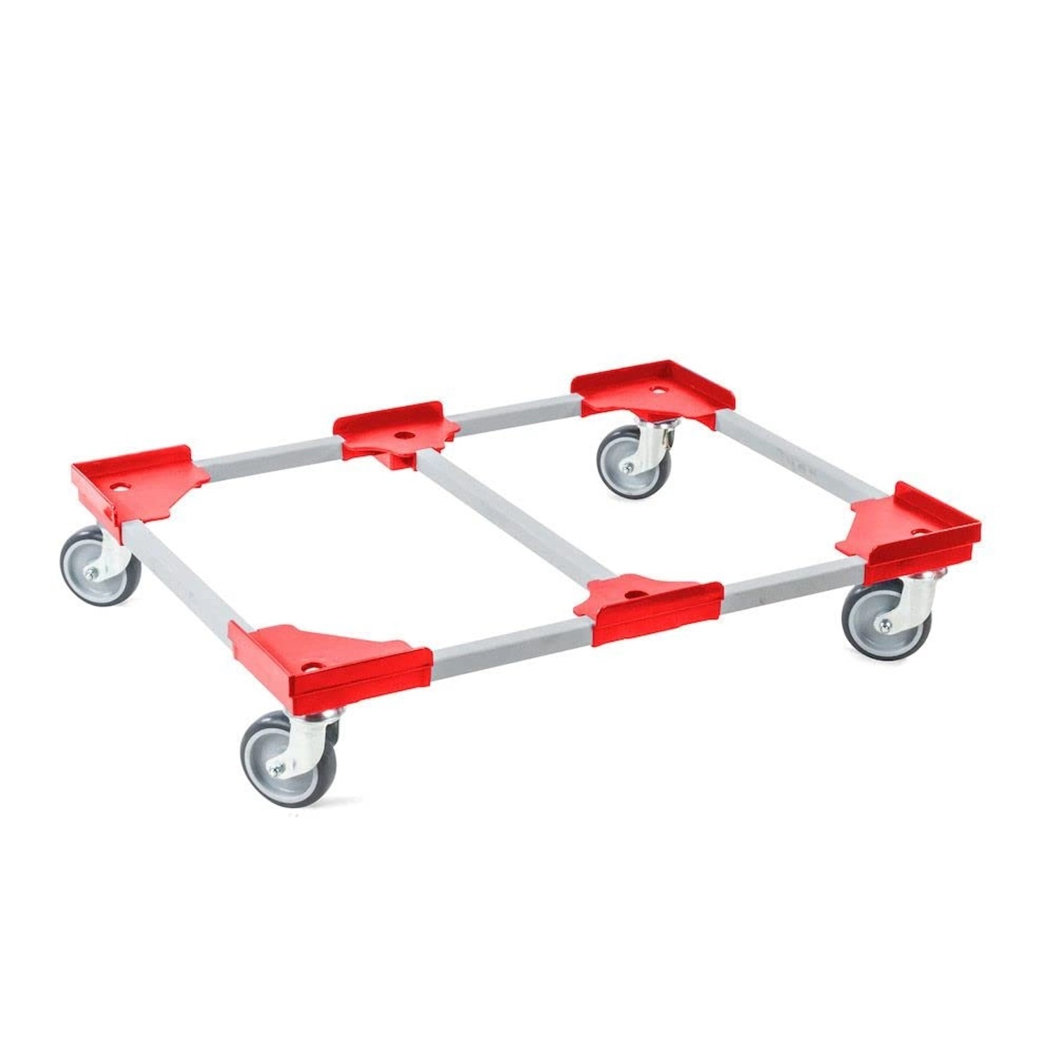 PROREGAL SparSet 12x Profi-Flex Transportroller für Euroboxen 80 x 60 cm mit Gummiräder Rot unterteilt 4 Lenkrollen Trag