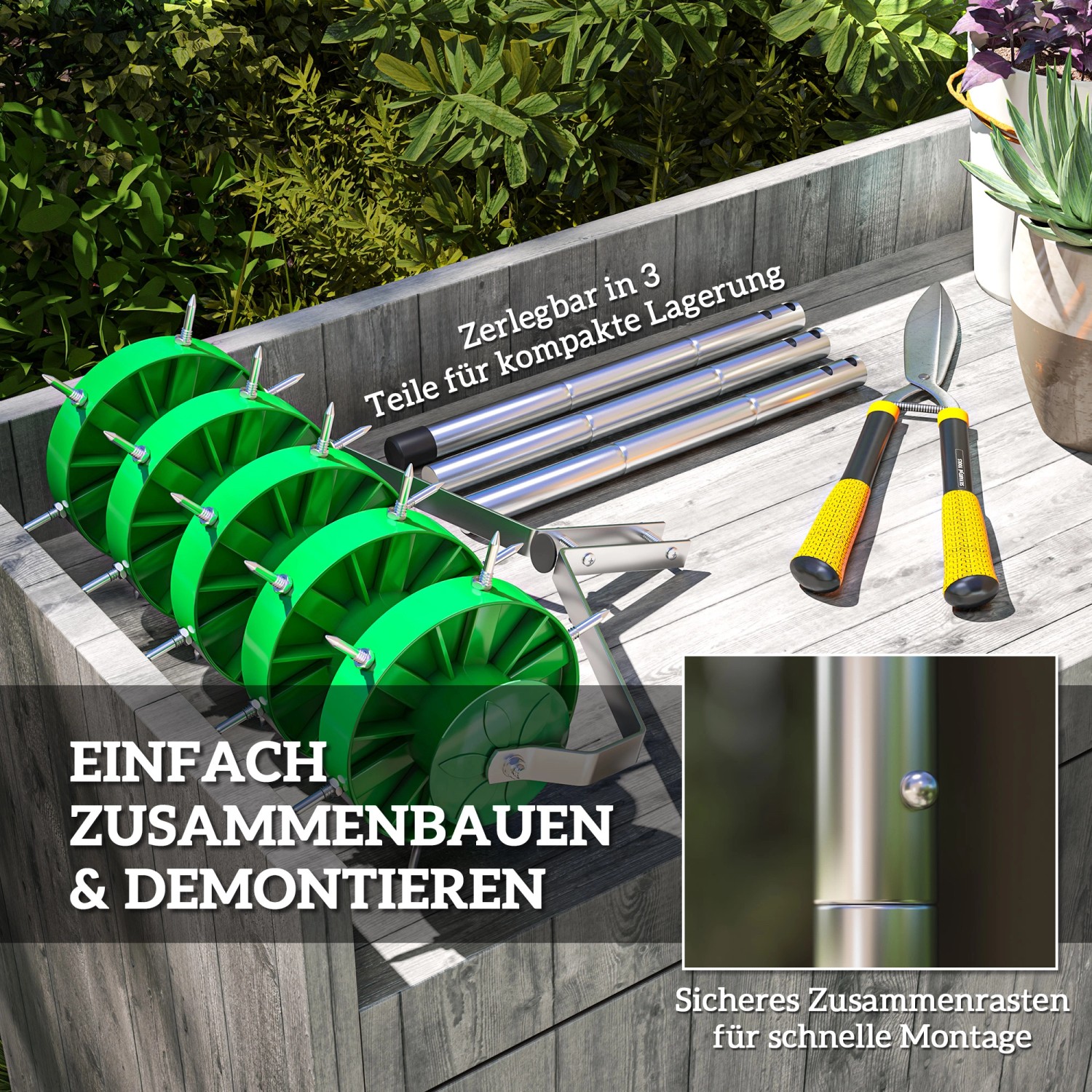 Outsunny Rasenbelüfter Stahl  Kunststoff 45L x 21B x 140H cm_5