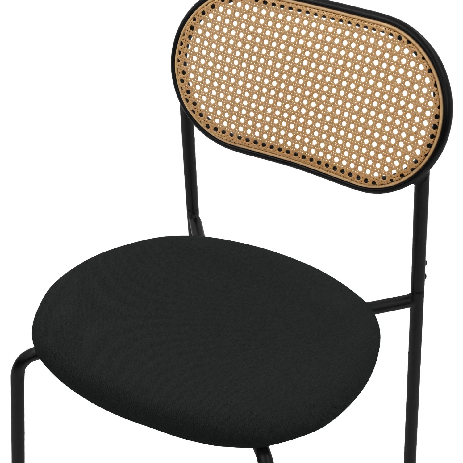 ML-Design Esszimmerstuhl 2er Set, schwarz, Rattanlehne, gepolstert.