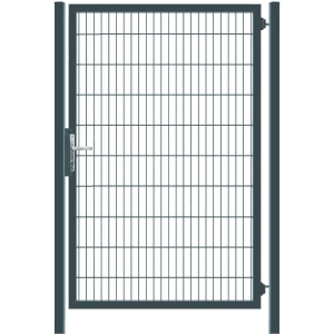 GEWA Eingangstor Classic Einflügelig 1m Breit 1,8m Hoch Doppelstabmattenzaun Zauntor in RAL7016 Anthrazit inkl. Zubehör mit 60x60mm Pfosten