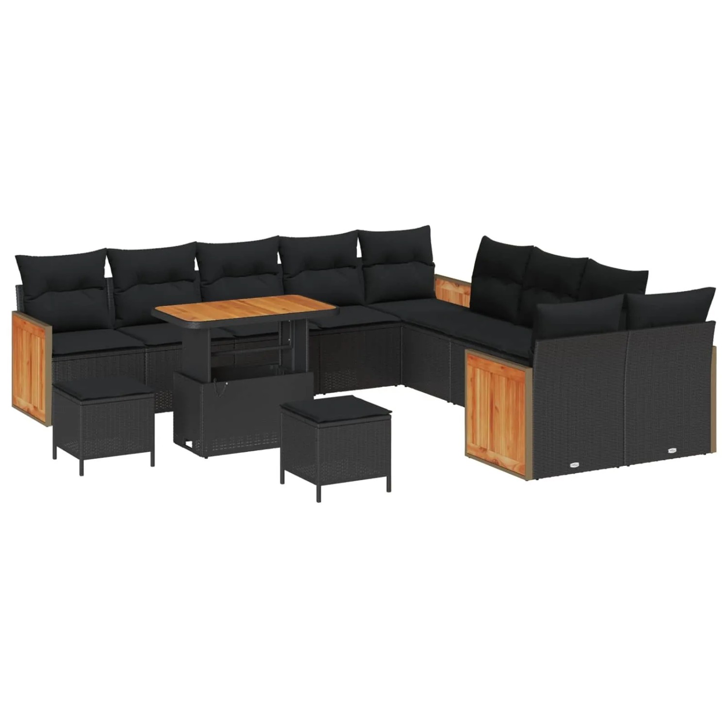 vidaXL Gartensofa-set mit Kissen 17-Tlg Schwarz Poly-Rattan 3365314 günstig online kaufen