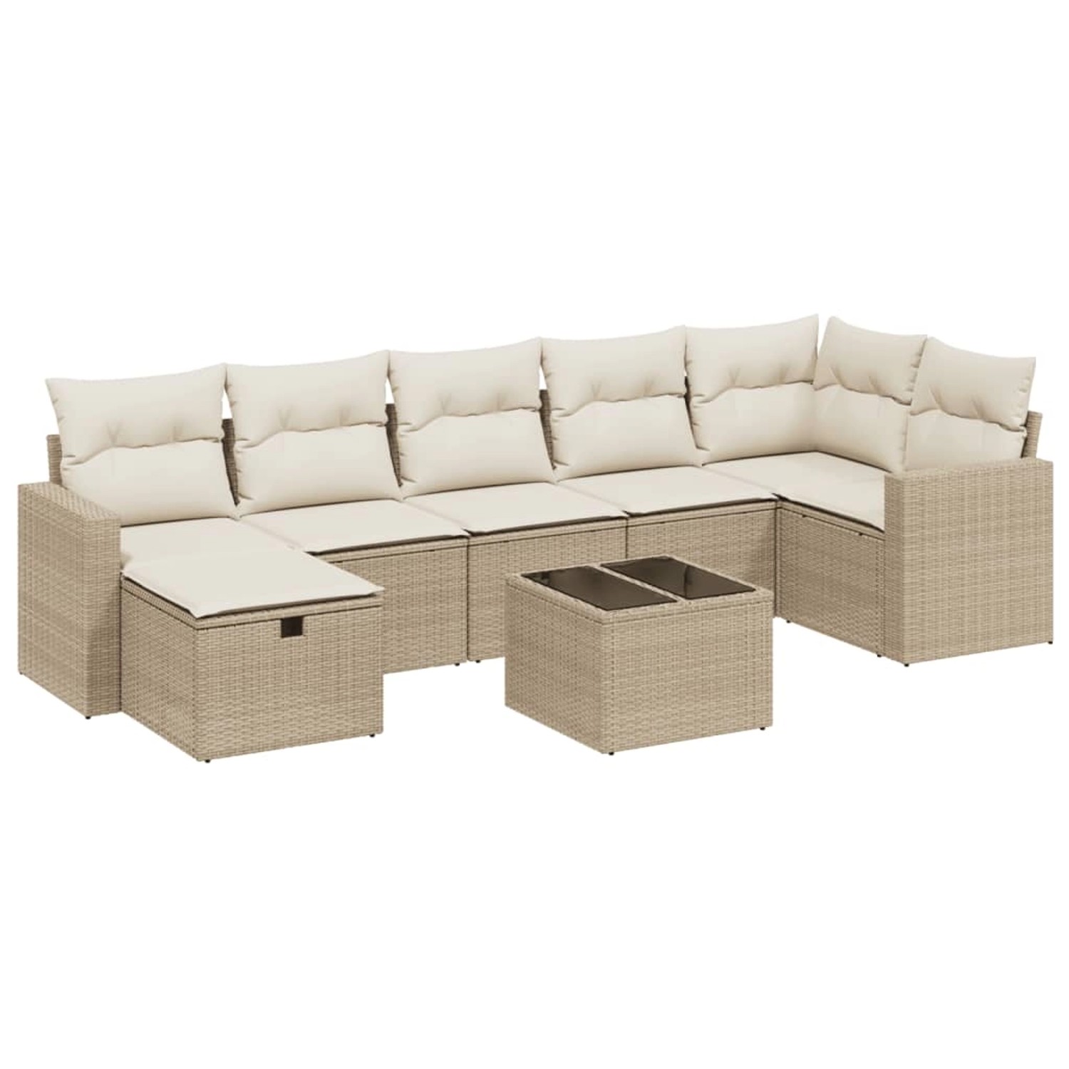 vidaXL 8-Tlg Garten-Sofagarnitur mit Kissen Beige Poly Rattan 3263514 günstig online kaufen