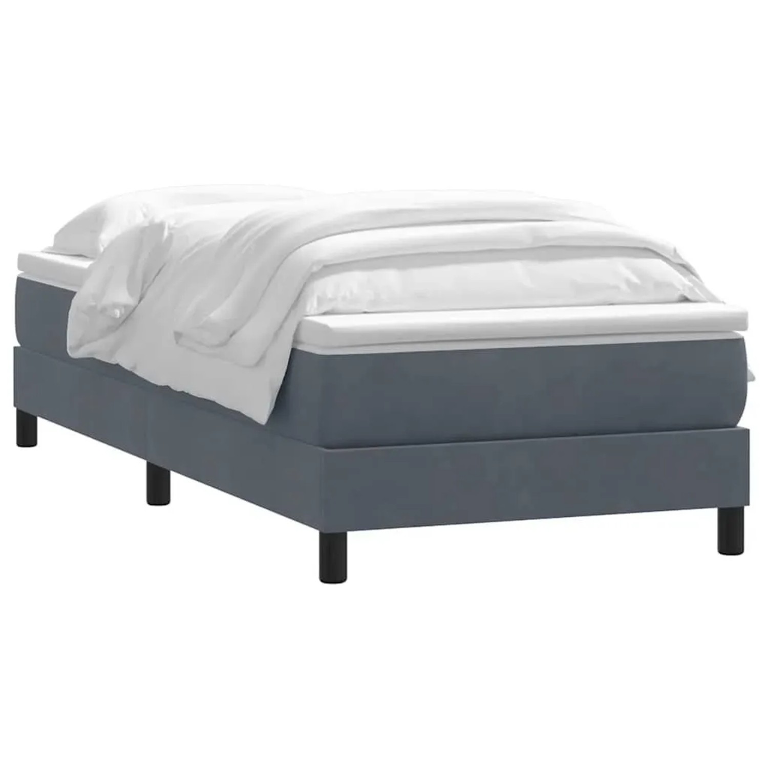 vidaXL Boxspringbett mit Matratze Dunkelgrau 90x220 cm Samt 3315952 günstig online kaufen